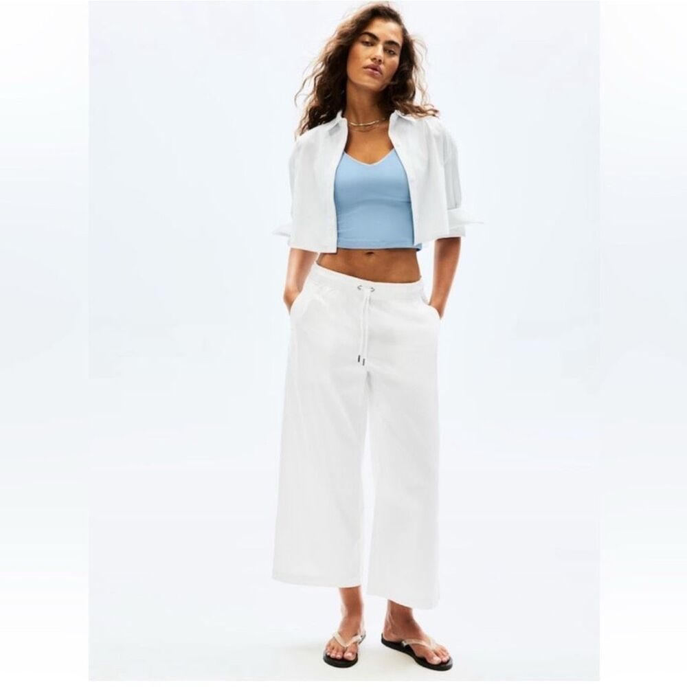 ATHLETA Midday Crop Poplin Pant In White XL *NEW*